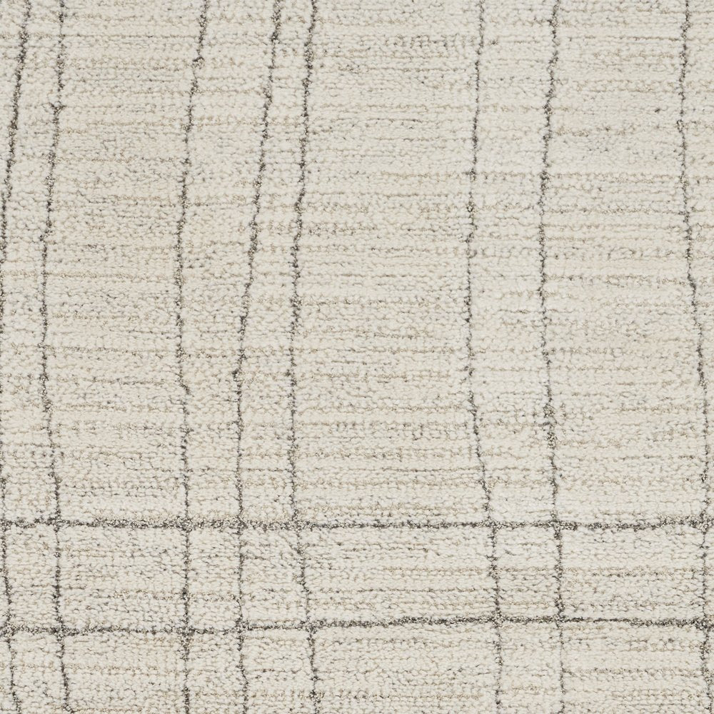 8' Gray And Ivory Abstract Runner Rug