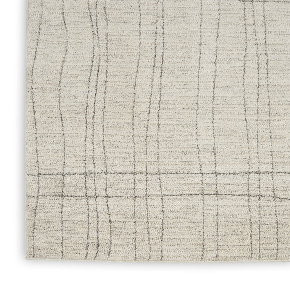 8' Gray And Ivory Abstract Runner Rug