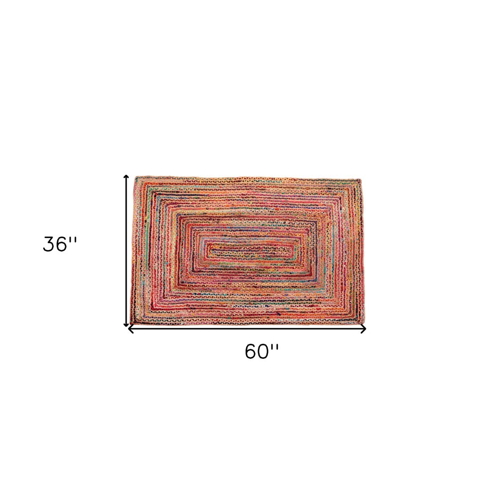 5' X 5' Tan Round Geometric Hand Braided Area Rug