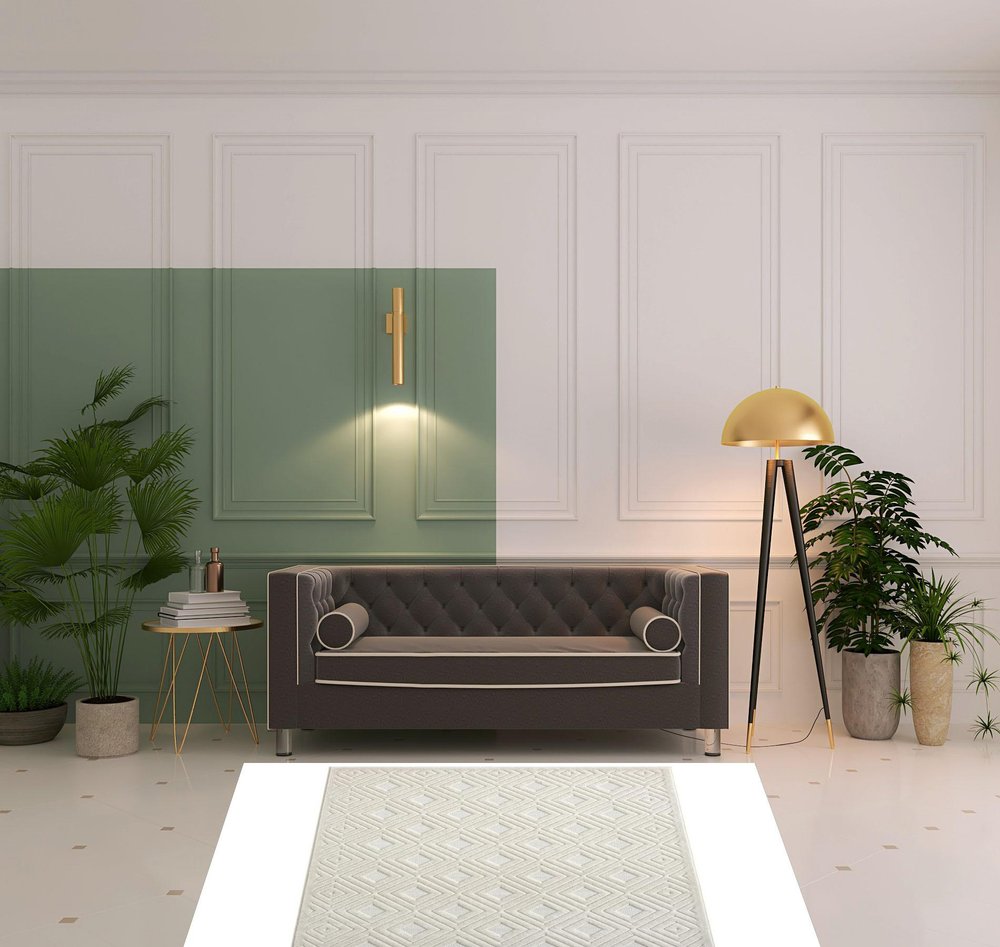 5' X 7' Beige Geometric Area Rug