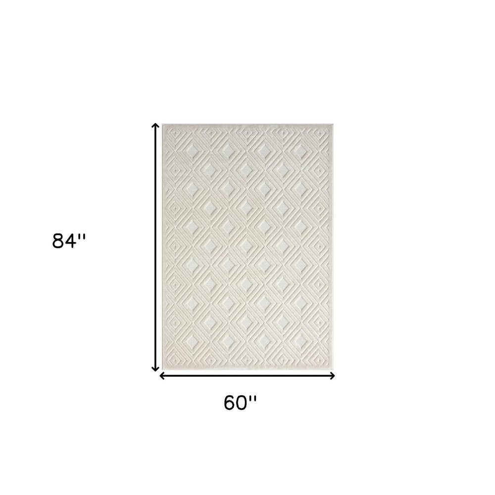 5' X 7' Beige Geometric Area Rug