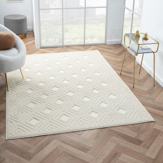5' X 7' Beige Geometric Area Rug
