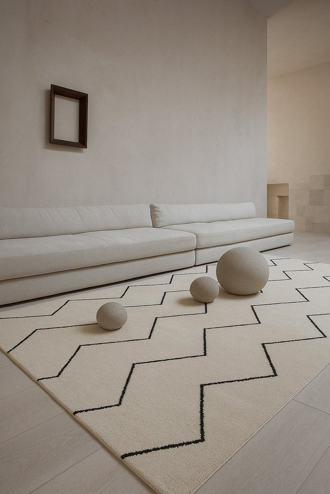 7' X 10' Beige and Black Geometric Power Loom Distressed Non Skid Area Rug