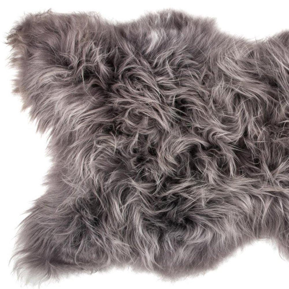 2' X 3' Gray Sheepskin Handmade Non Skid Area Rug