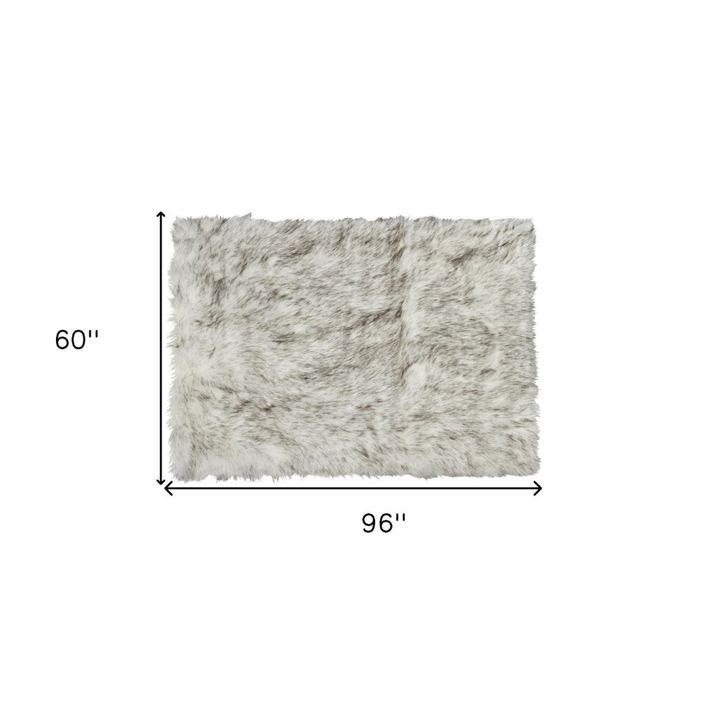 5' X 8' Gray Faux Sheepskin Printed Area Rug