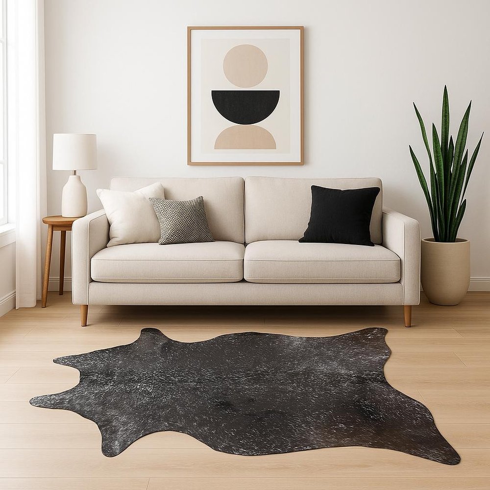 6' X 7' Brown and Silver Cowhide Hand Knotted Area Rug