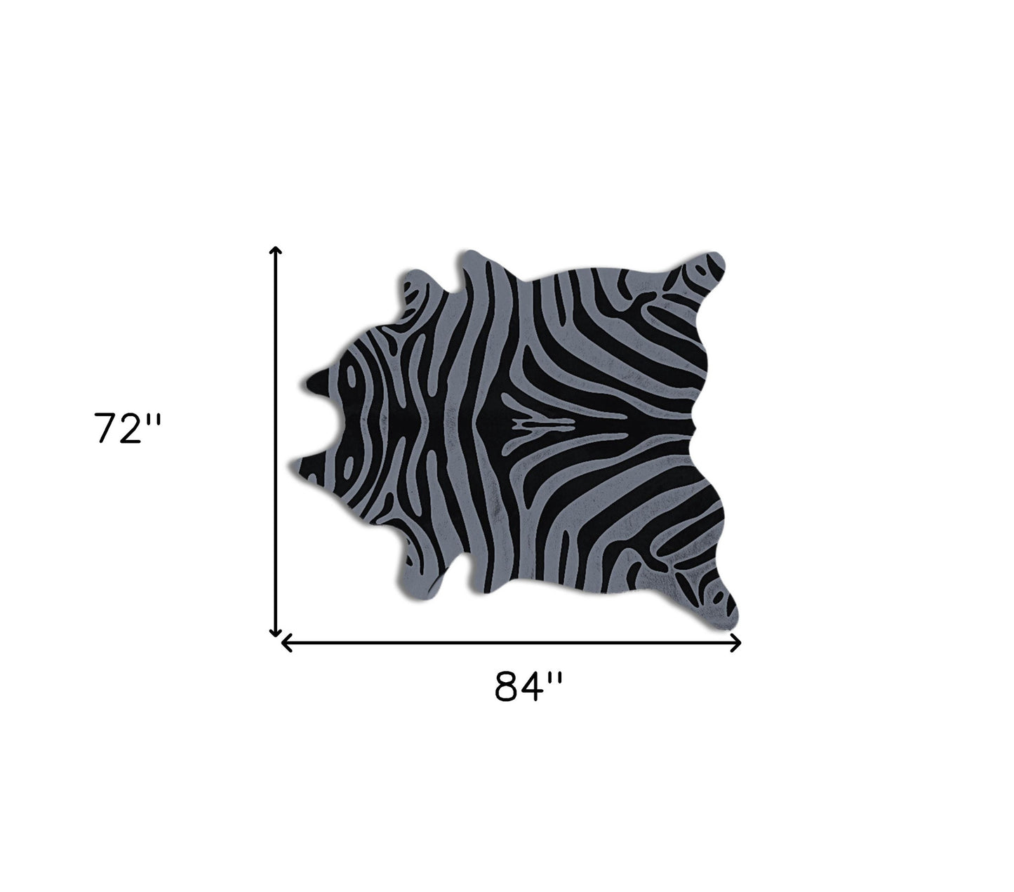 6' X 7' Gray and Black Zebra Print Genuine Cowhide Area Rug