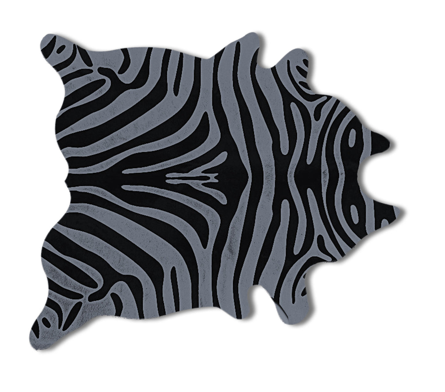 6' X 7' Gray and Black Zebra Print Genuine Cowhide Area Rug
