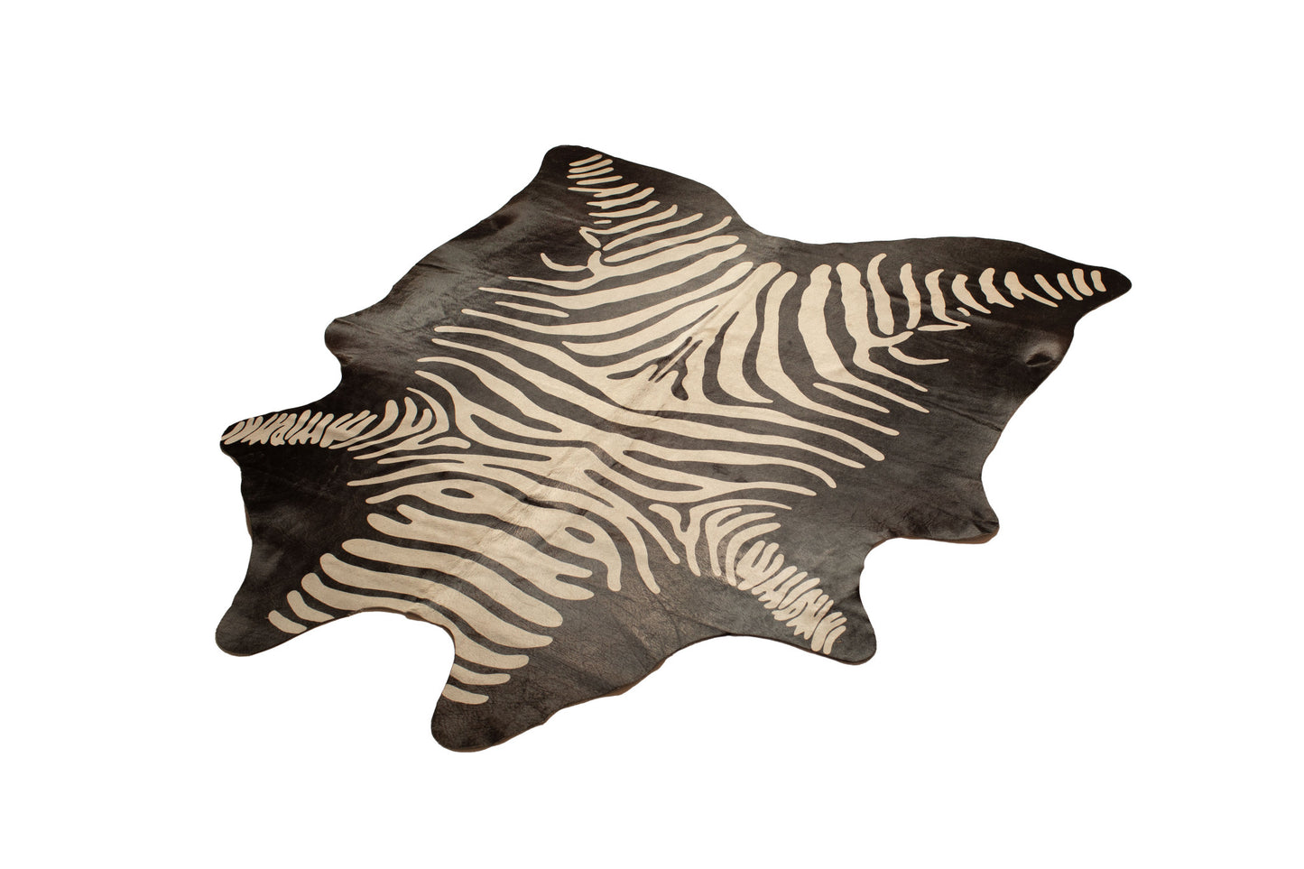 6' X 7' Gray and Black Zebra Print Genuine Cowhide Area Rug
