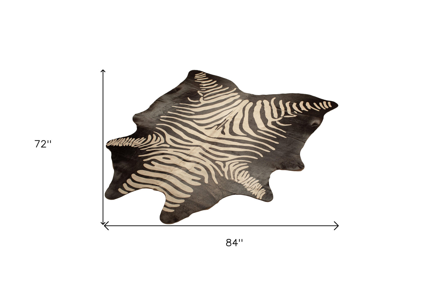 6' X 7' Gray and Black Zebra Print Genuine Cowhide Area Rug