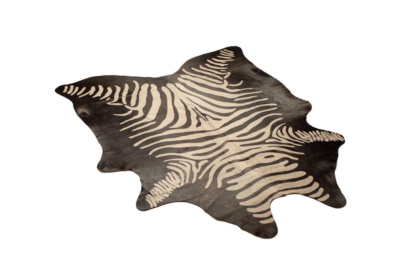6' X 7' Gray and Black Zebra Print Genuine Cowhide Area Rug