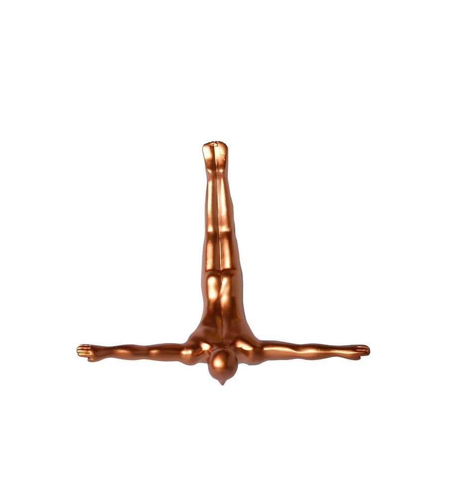 Set of Five Black White And Metallic Resin Diving Man Hanging Dimensional Sculpture