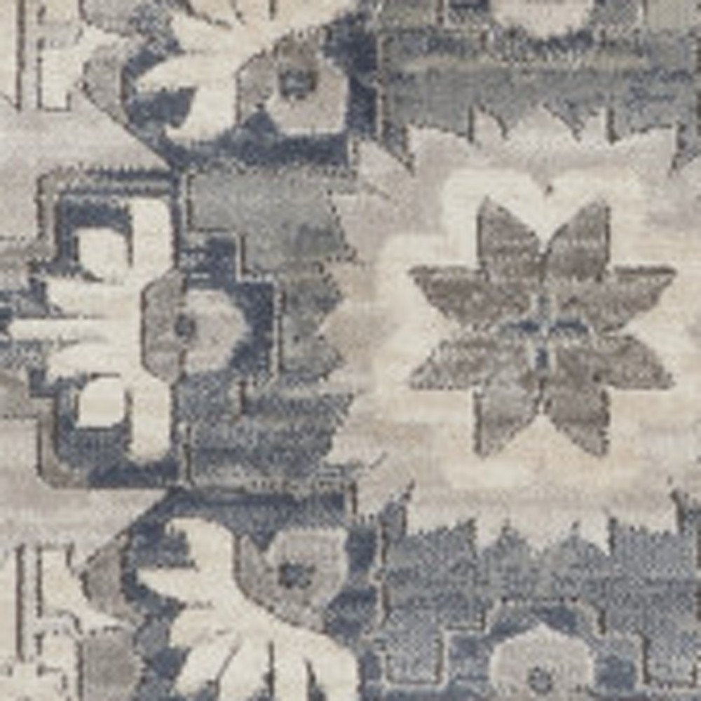 9' X 12' Gray and Ivory Medallion Power Loom Area Rug