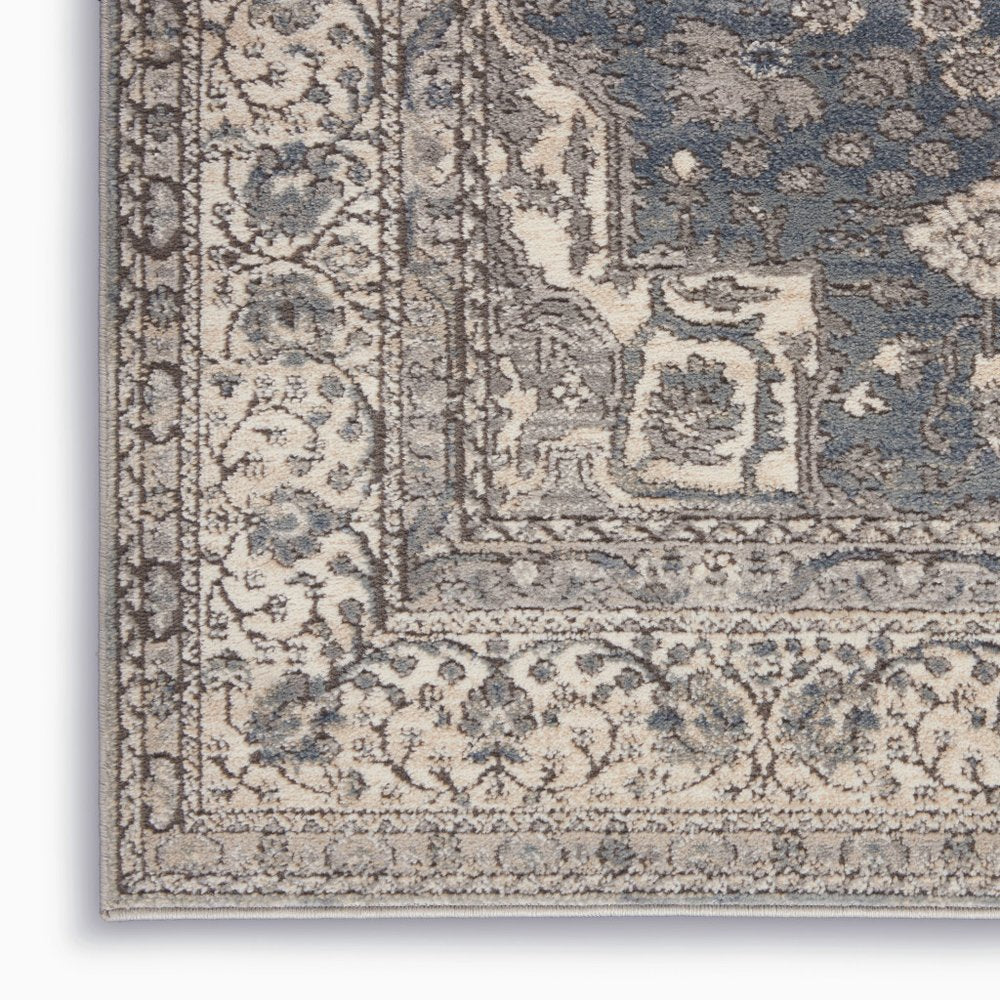 9' X 12' Gray and Ivory Medallion Power Loom Area Rug