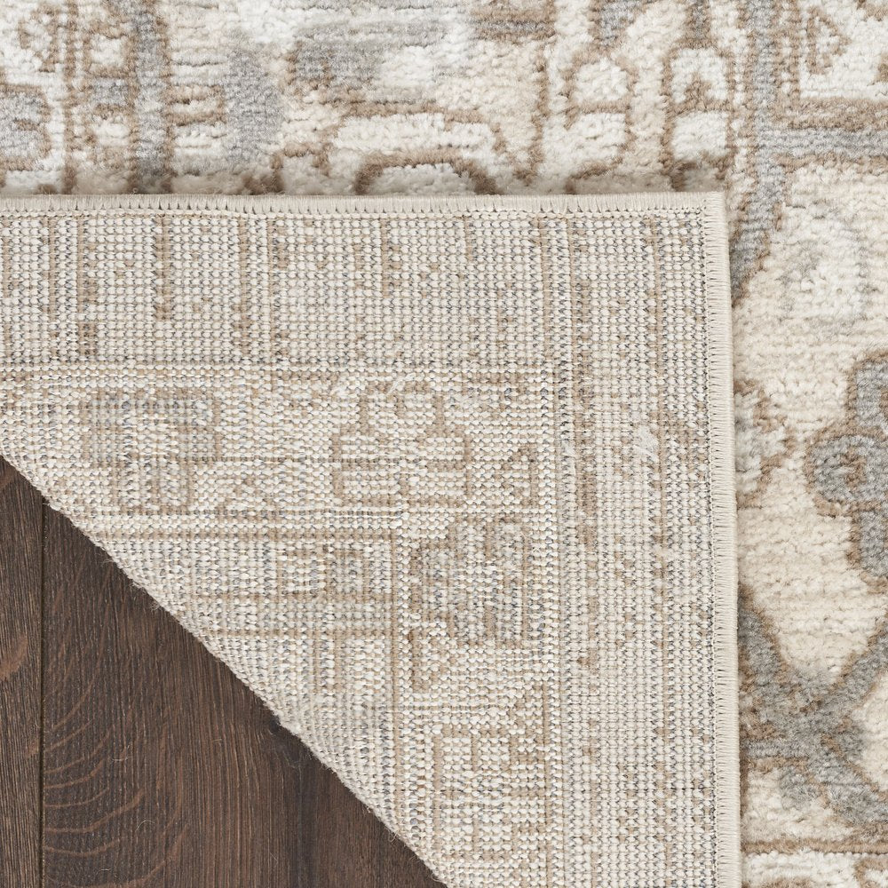 4' X 6' Beige and Ivory Medallion Power Loom Distressed Area Rug