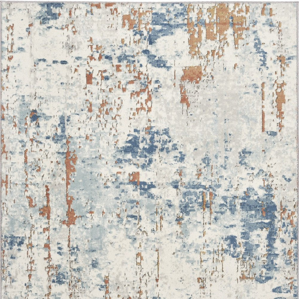 4' X 6' Beige and Blue Abstract Power Loom Area Rug