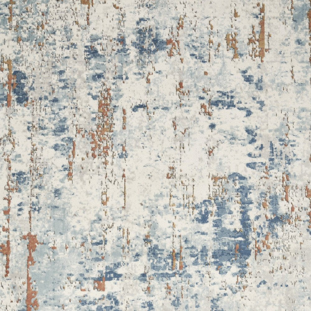 5' X 7' Beige and Blue Abstract Power Loom Area Rug