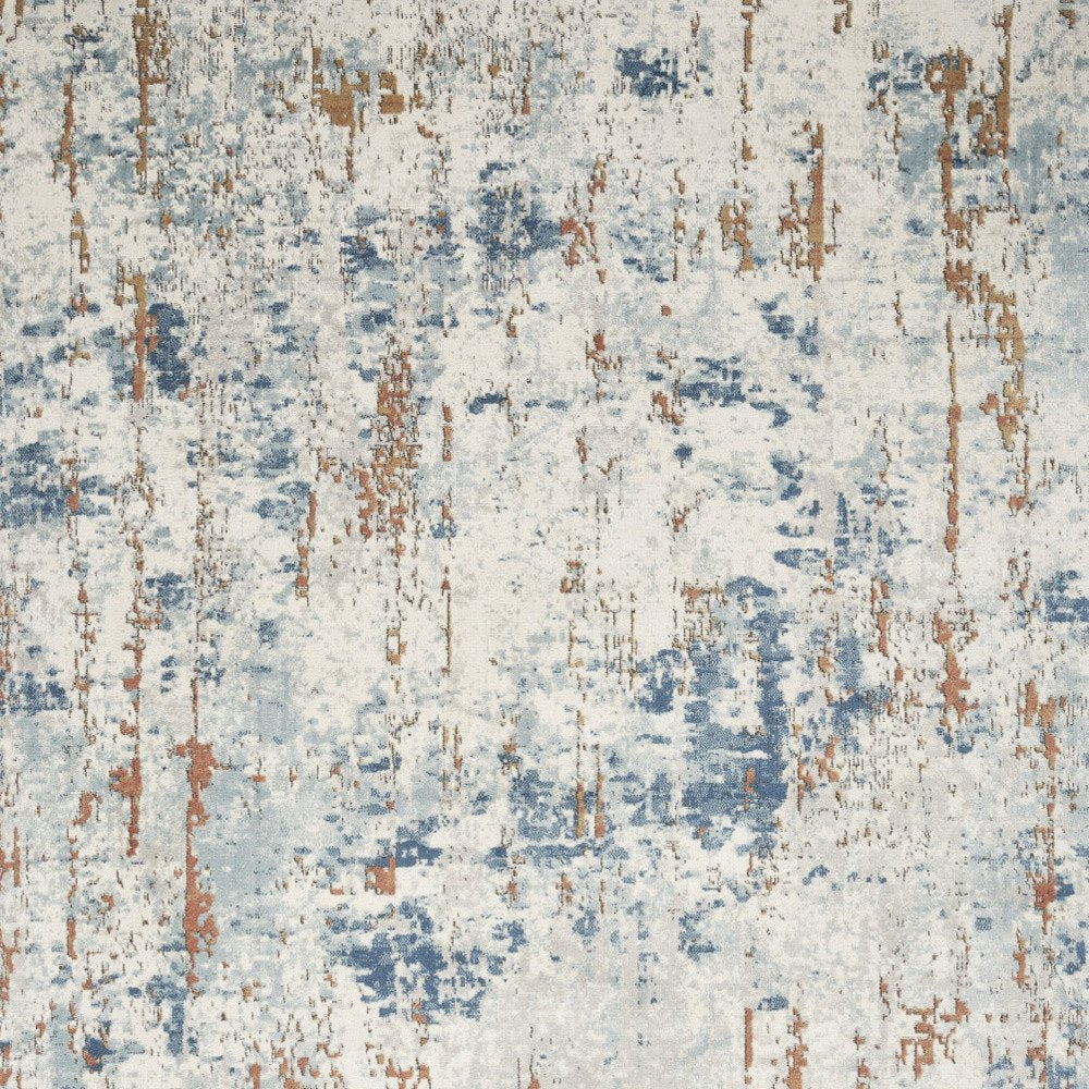 5' X 7' Beige and Blue Abstract Power Loom Area Rug