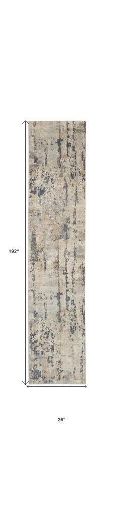16' Beige And Gray Abstract Runner Rug