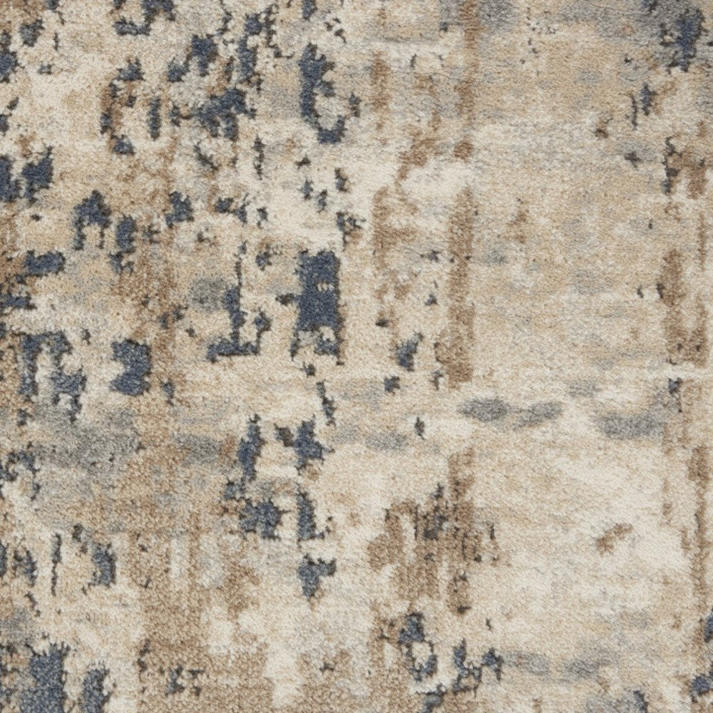 16' Beige And Gray Abstract Runner Rug