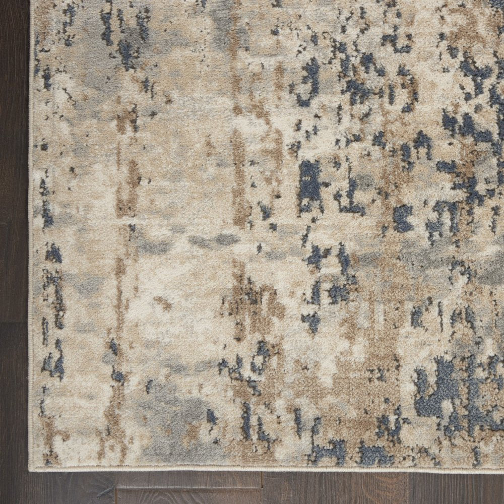 16' Beige And Gray Abstract Runner Rug