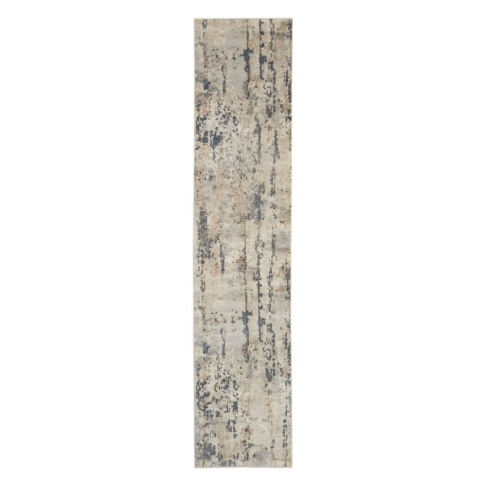6' Beige And Gray Abstract Runner Rug