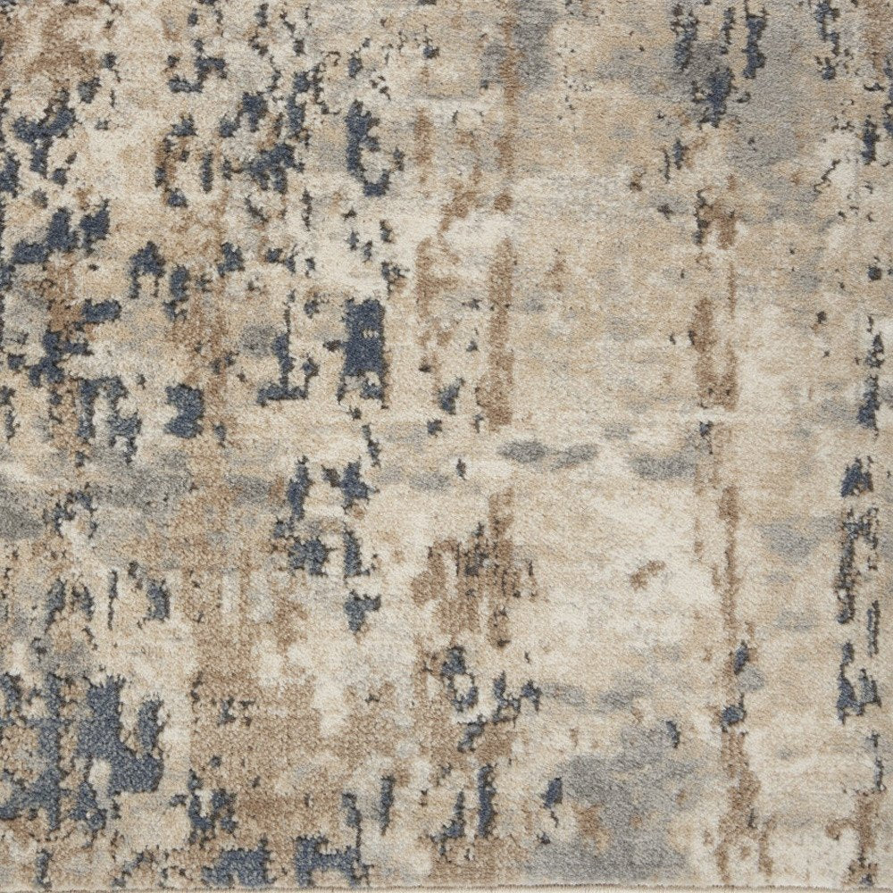 6' Beige And Gray Abstract Runner Rug