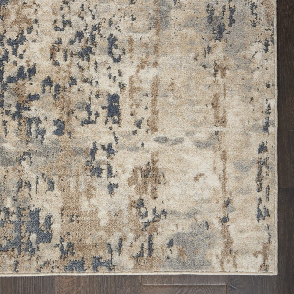 6' Beige And Gray Abstract Runner Rug