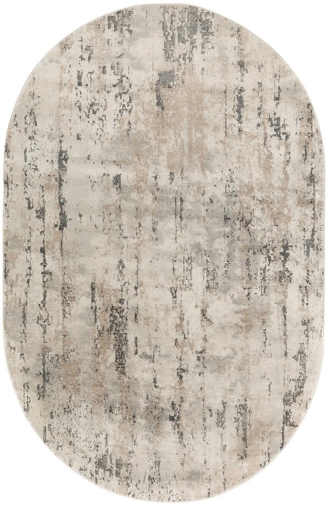5' X 8' Beige and Gray Abstract Power Loom Area Rug