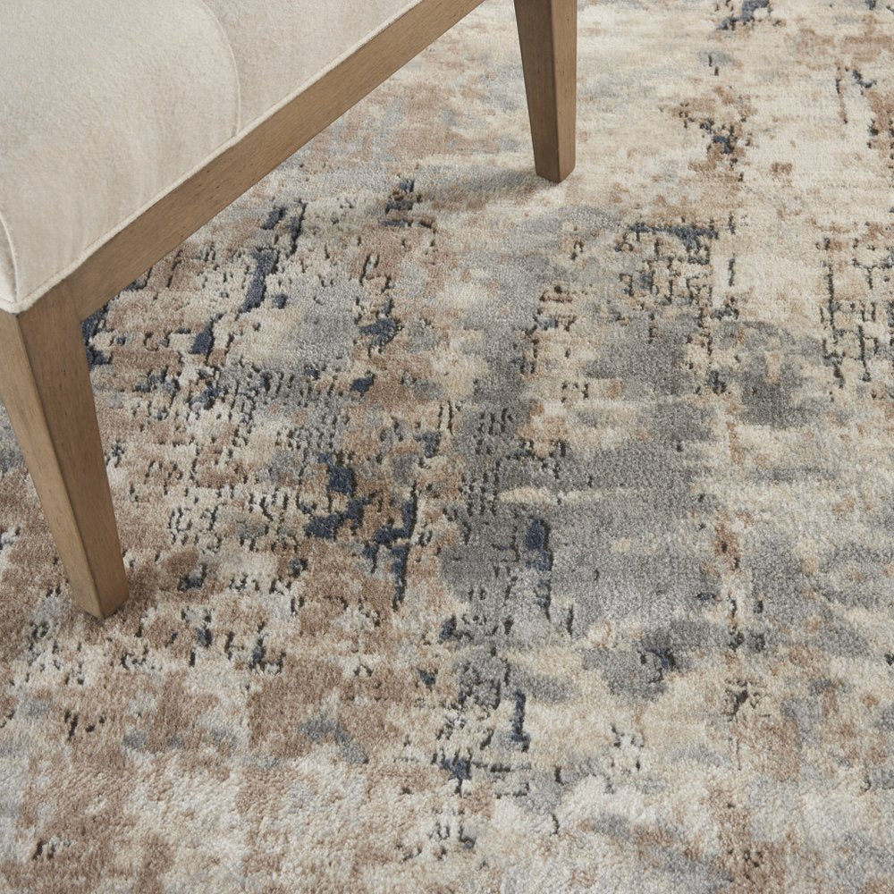 6' X 9' Beige and Gray Abstract Power Loom Area Rug