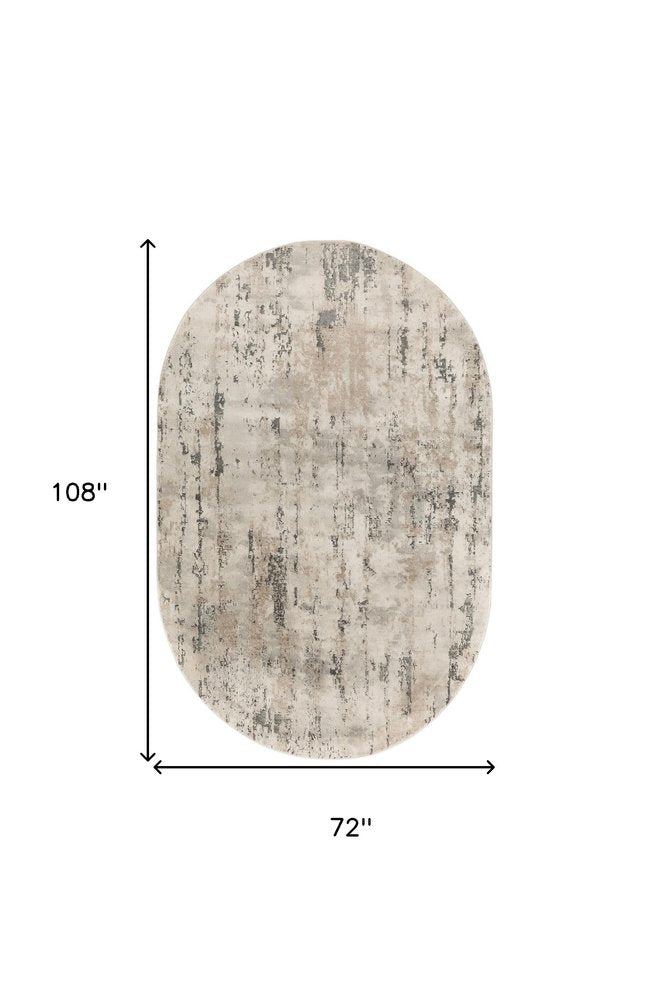 6' X 9' Beige and Gray Abstract Power Loom Area Rug