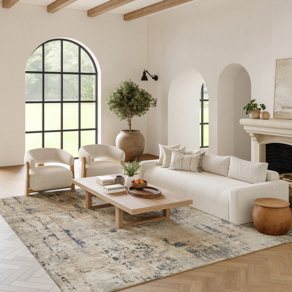 12' X 15' Beige and Gray Abstract Power Loom Area Rug