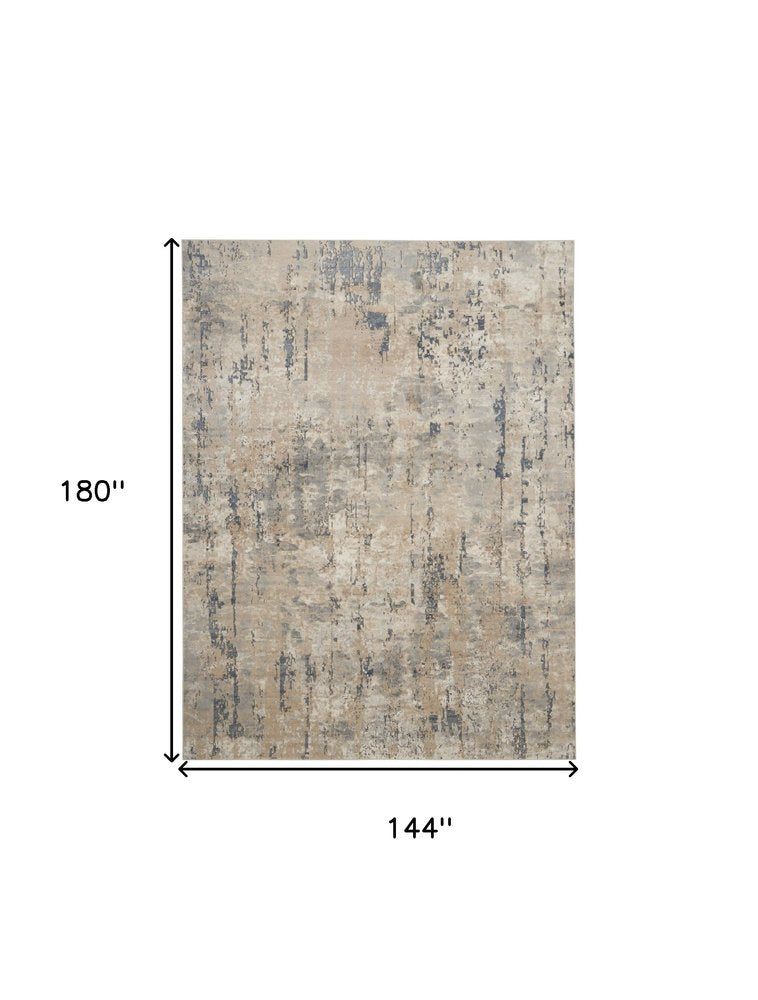 12' X 15' Beige and Gray Abstract Power Loom Area Rug