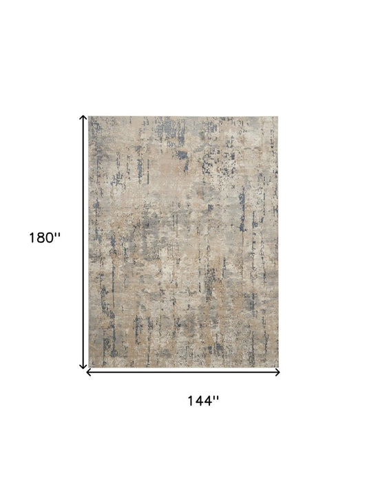 12' X 15' Beige and Gray Abstract Power Loom Area Rug