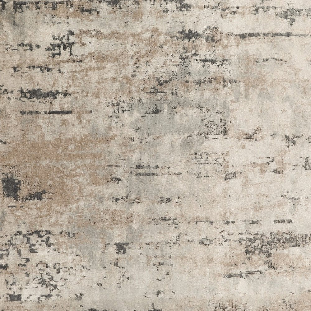 10' Beige and Gray Square Abstract Power Loom Area Rug