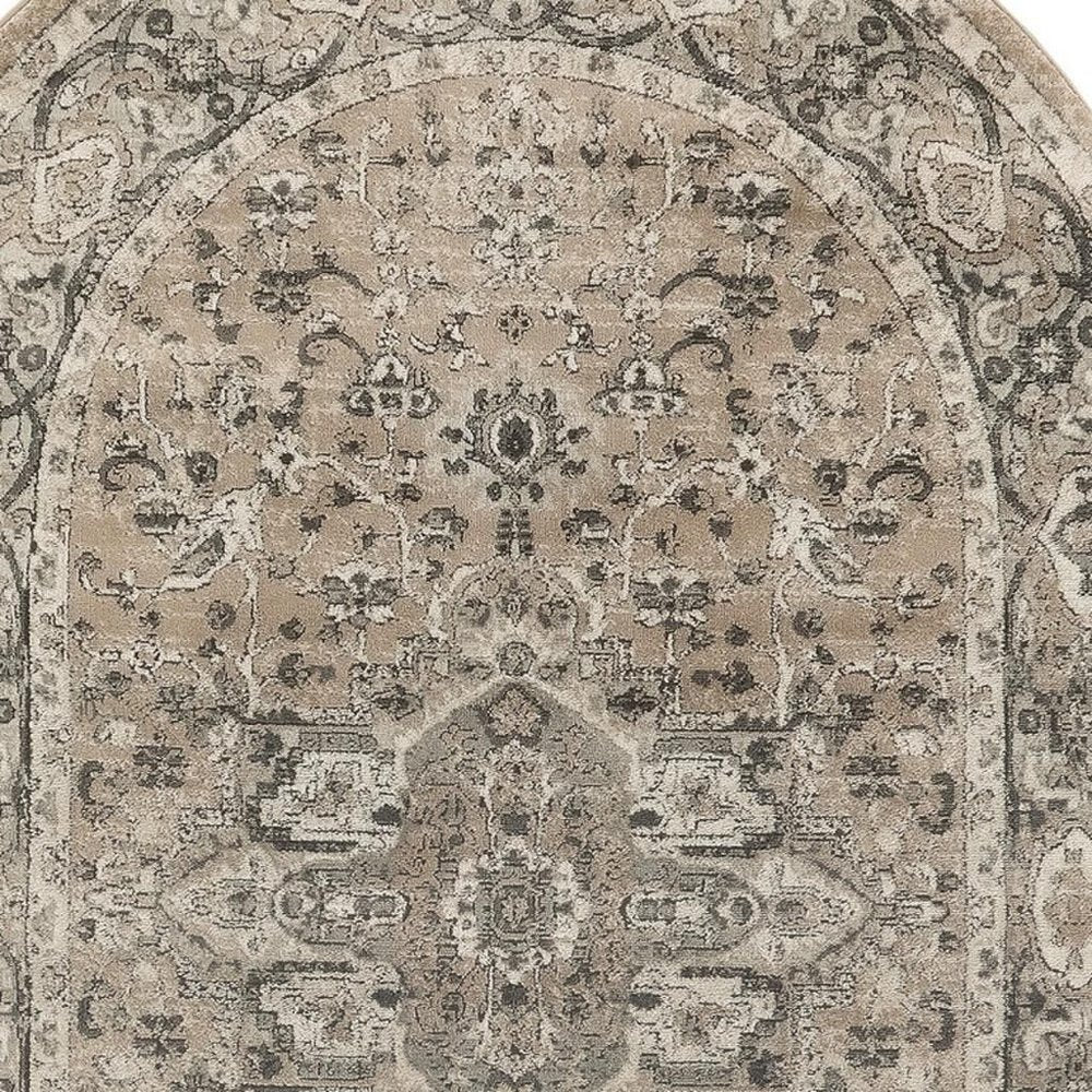 6' X 9' Beige and Gray Medallion Power Loom Distressed Area Rug