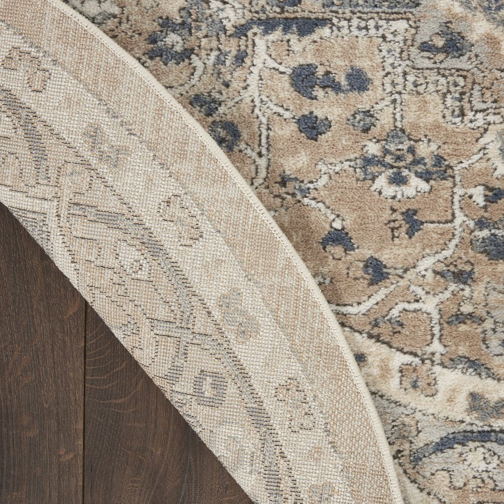 6' X 9' Beige and Gray Medallion Power Loom Distressed Area Rug