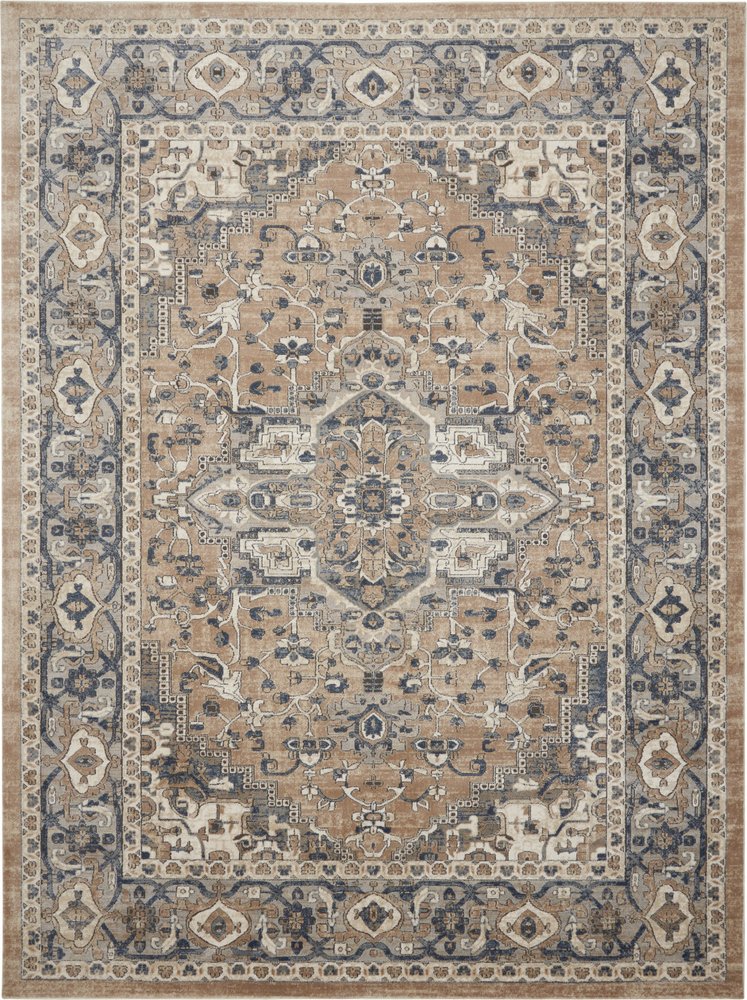 12' X 15' Beige and Gray Medallion Power Loom Distressed Area Rug