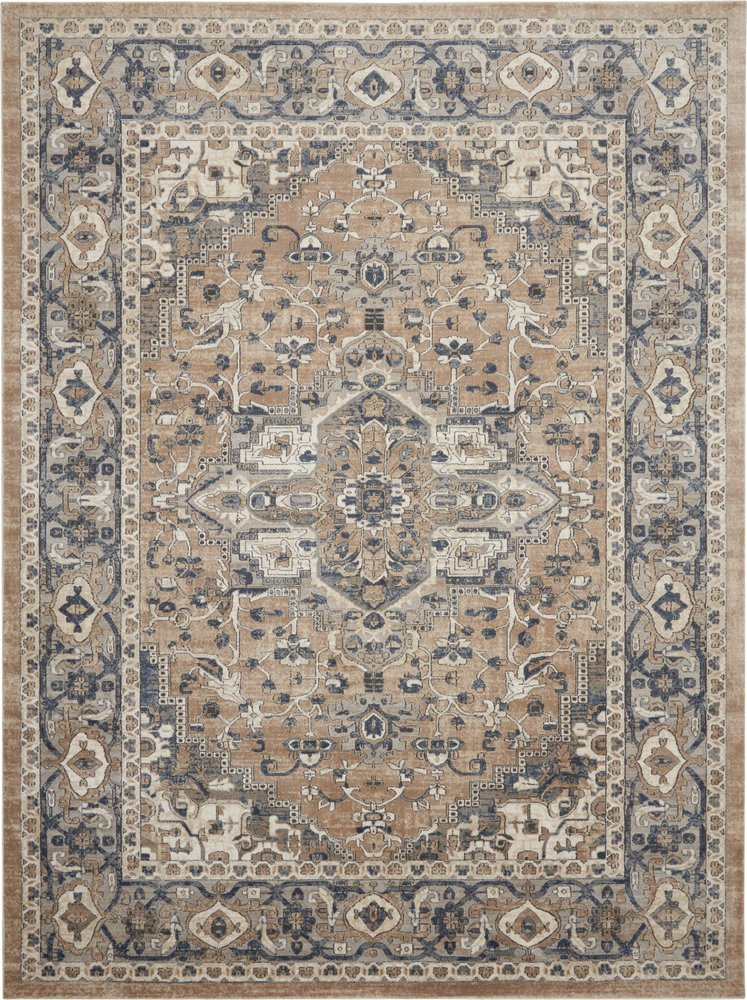 12' X 15' Beige and Gray Medallion Power Loom Distressed Area Rug