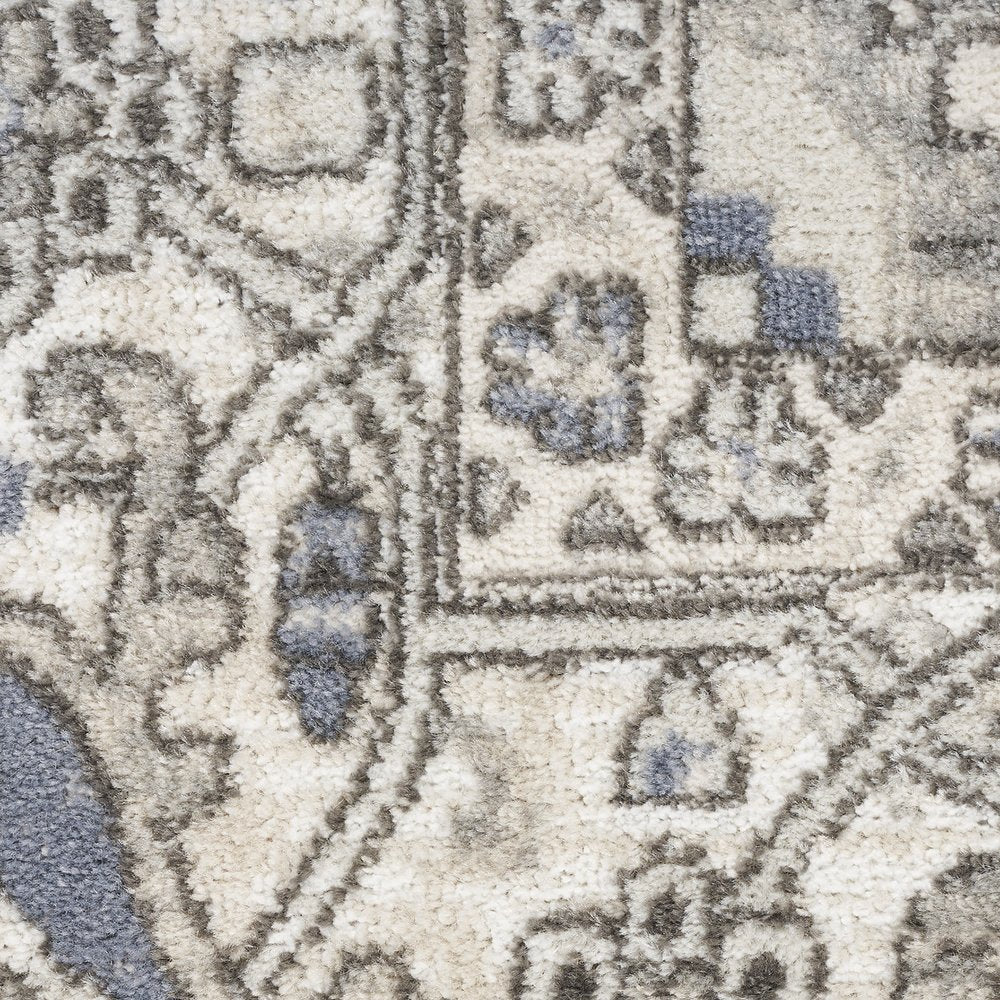 4' X 6' Blue And Ivory Medallion Distressed Area Rug