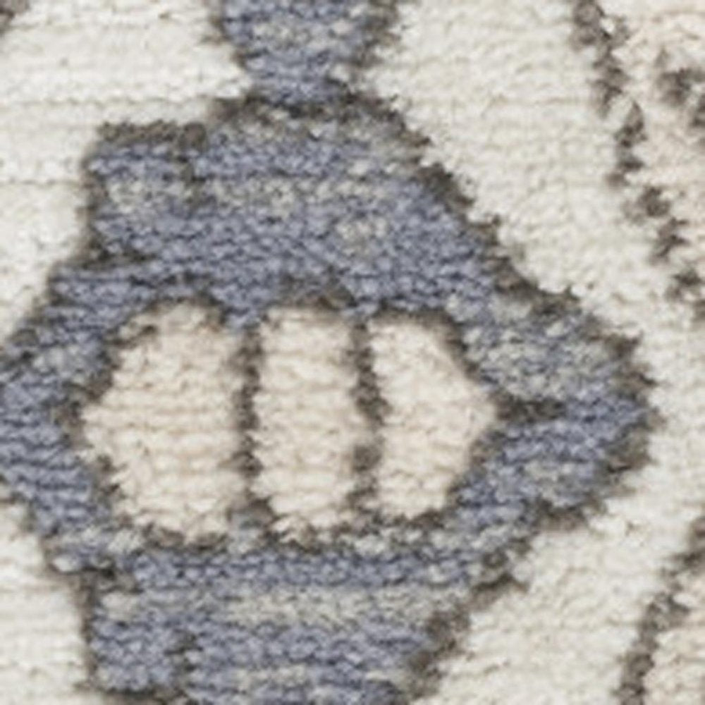 8' Blue And Ivory Medallion Distressed Runner Rug