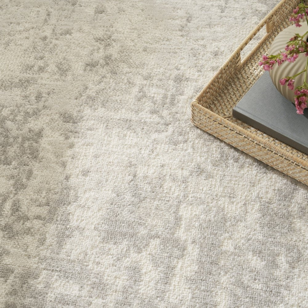 4' X 6' Gray and Ivory Abstract Power Loom Area Rug