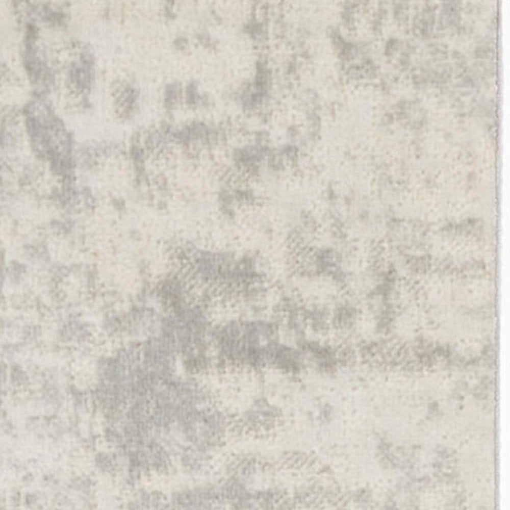 8' Gray And Ivory Abstract Runner Rug