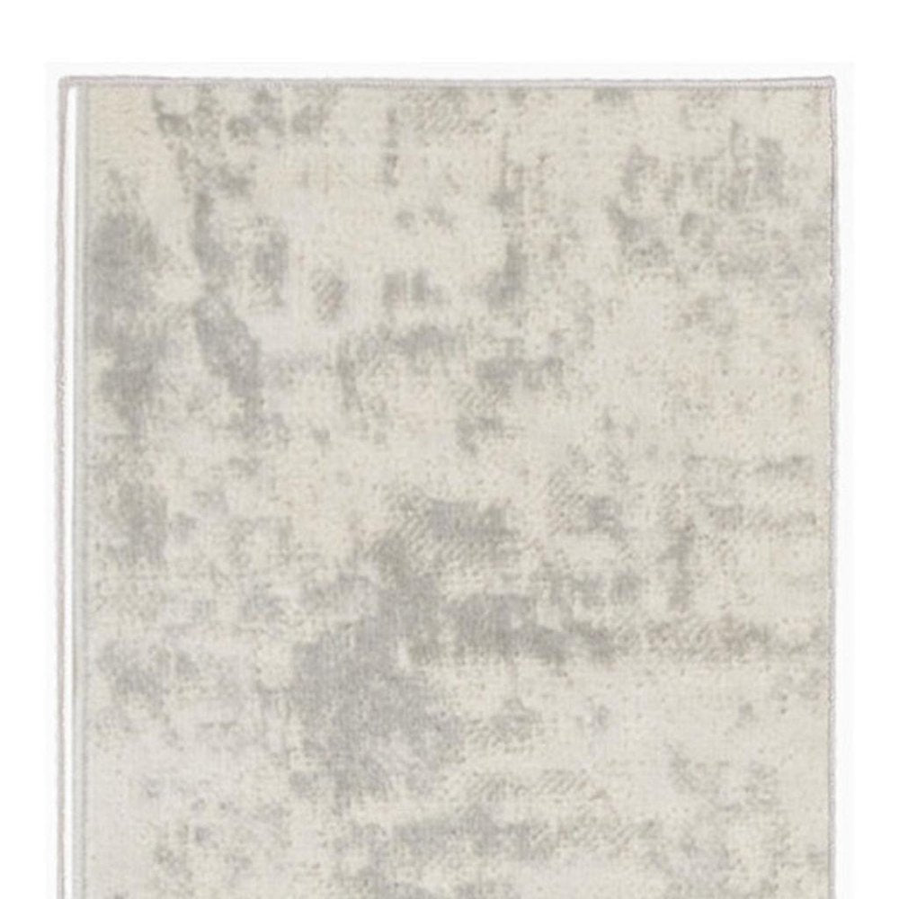 8' Gray And Ivory Abstract Runner Rug