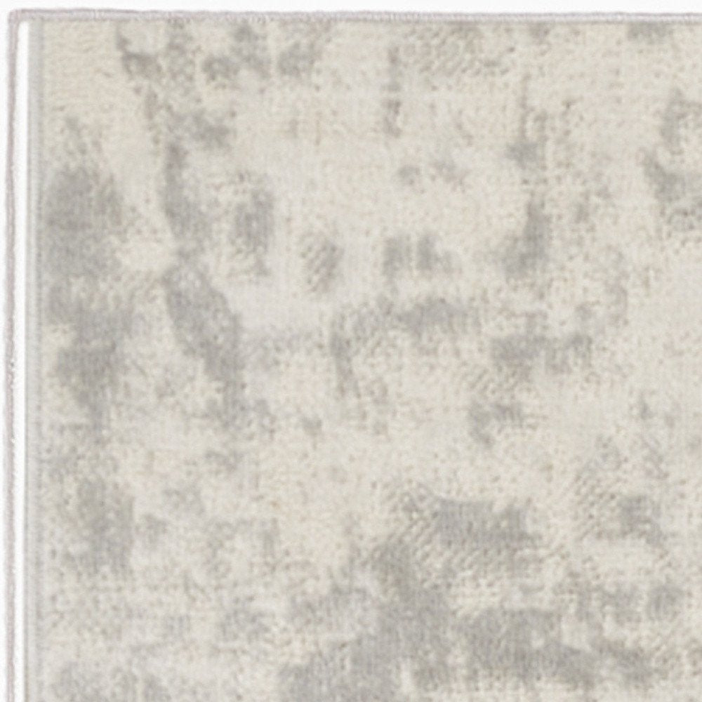 8' Gray And Ivory Abstract Runner Rug
