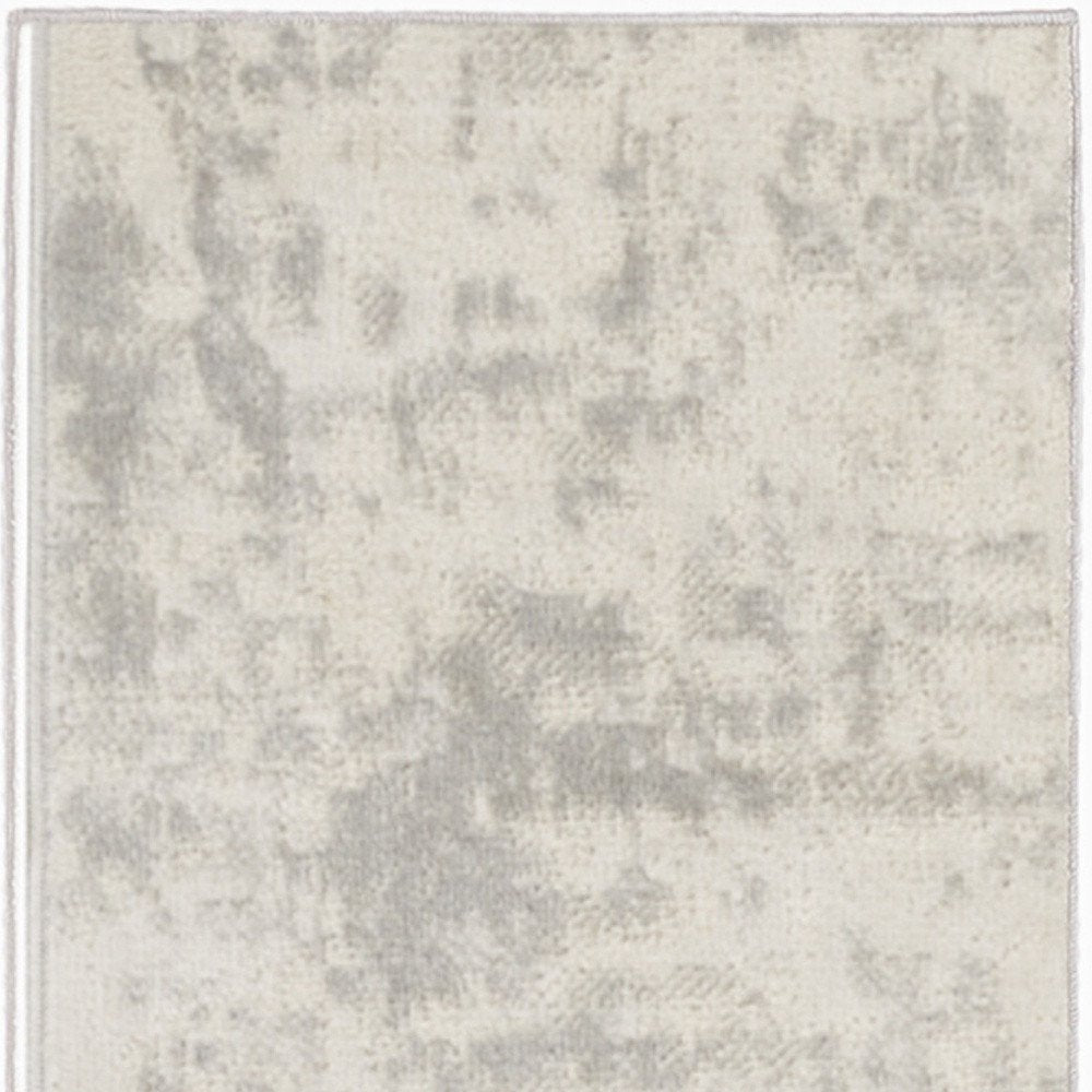 8' Gray And Ivory Abstract Runner Rug