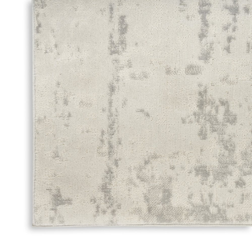8' Gray And Ivory Abstract Runner Rug