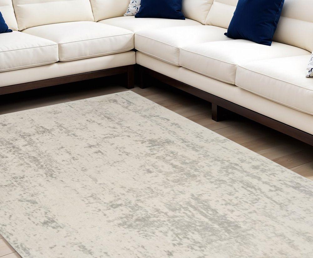 8' X 10' Gray and Ivory Abstract Power Loom Area Rug