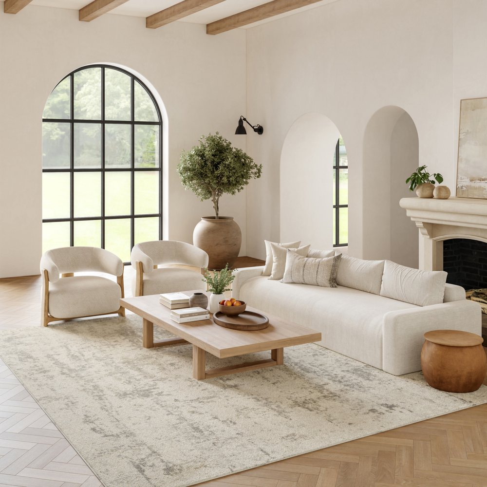 8' X 10' Gray and Ivory Abstract Power Loom Area Rug