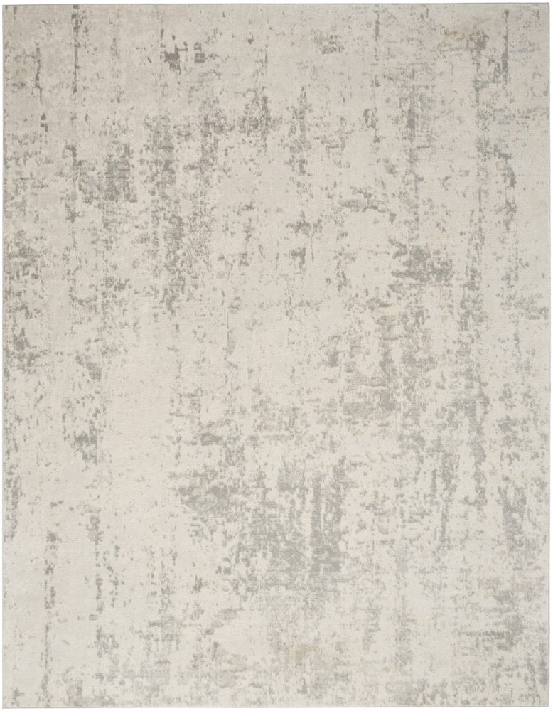 8' X 10' Gray and Ivory Abstract Power Loom Area Rug